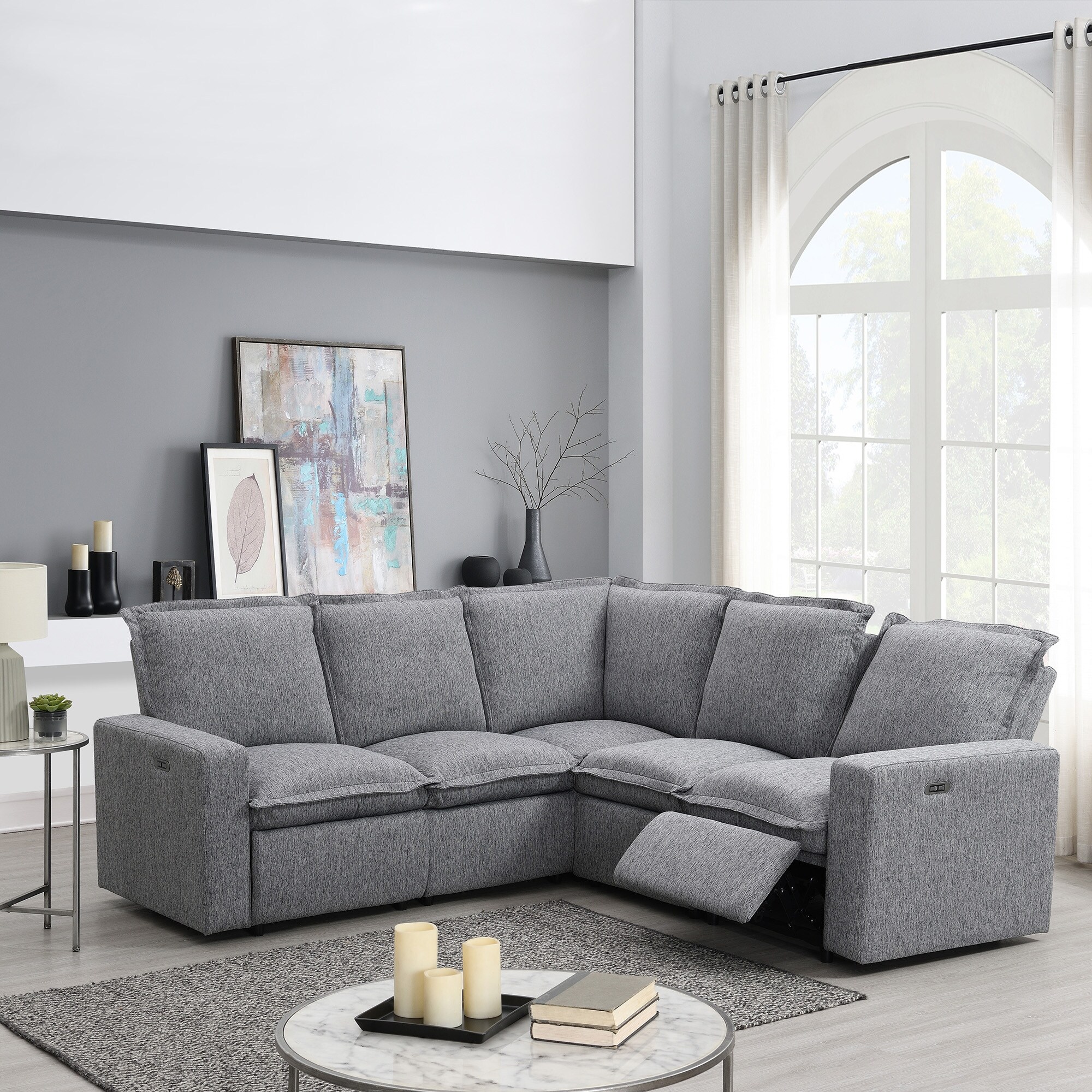 Small l shaped best sale couch with recliner