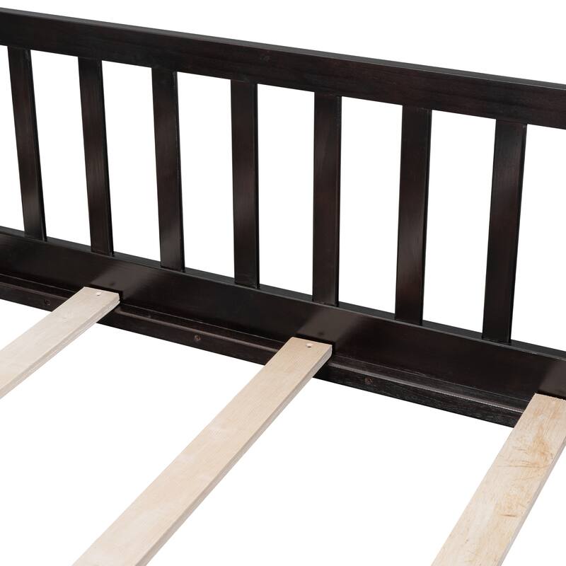 Twin Floor Platform Bed with Fence without Door