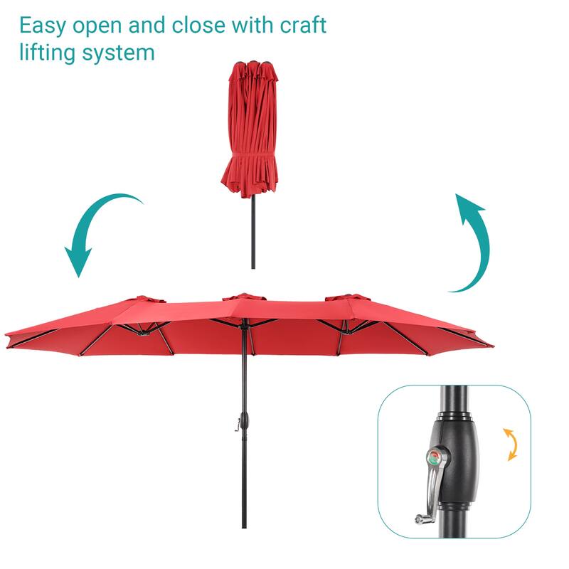 BONOSUKI 15x9ft Double-Sided Patio Umbrella Aluminum with Large Canopy
