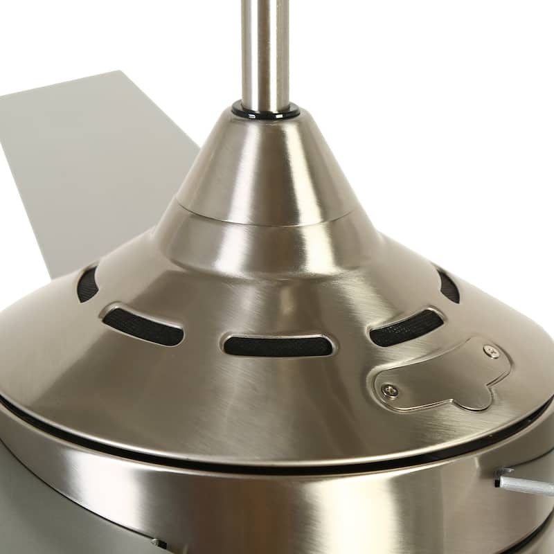 52" Modern Silver Indoor Flush Mount Ceiling Fan with Light - 52" Dia × 17.7" H