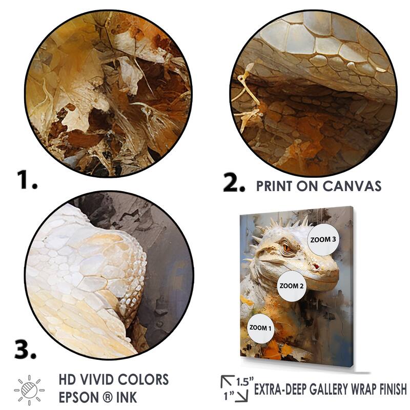 Designart "Curious Reptile Amphibian I" Reptile/Amphibian Framed Canvas Wall Art