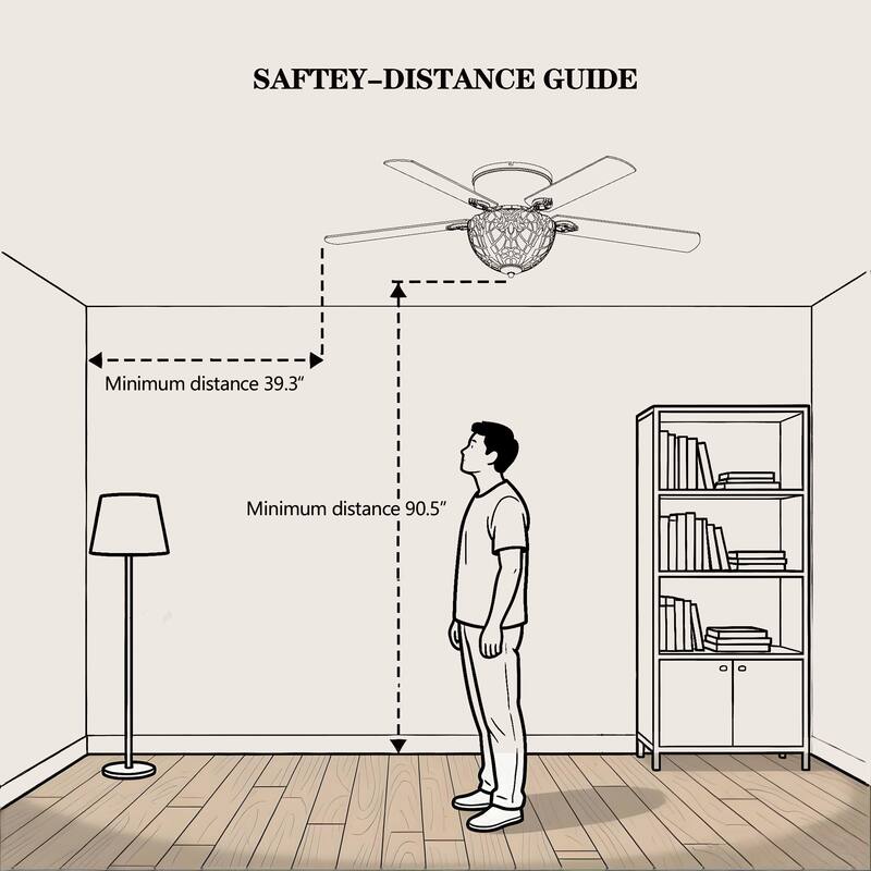 Apgrie 52-Inch Flushmount Lighted Ceiling Fan Warm Tones Tiffany Glass Lamp Black Finish