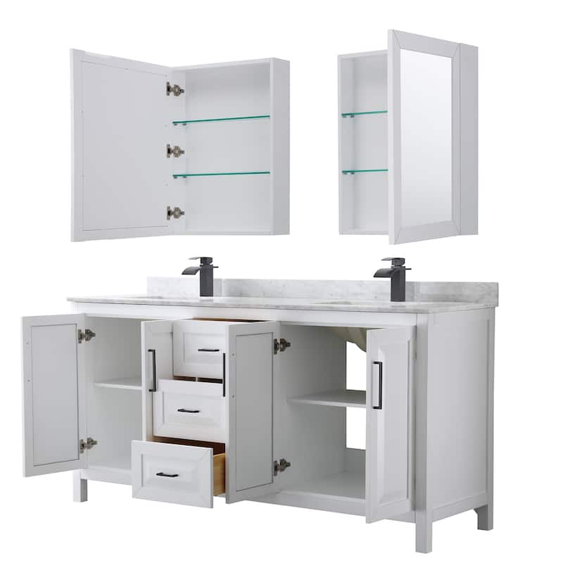 Daria 72-inch Double Vanity, Marble Top, Medicine Cabinets