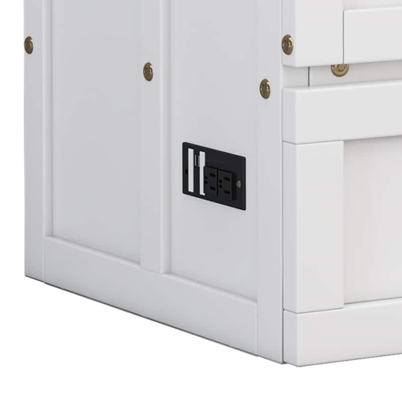 MERAX Solid Pine Murphy Bed Chest with Charging Station and Large Storage Drawer