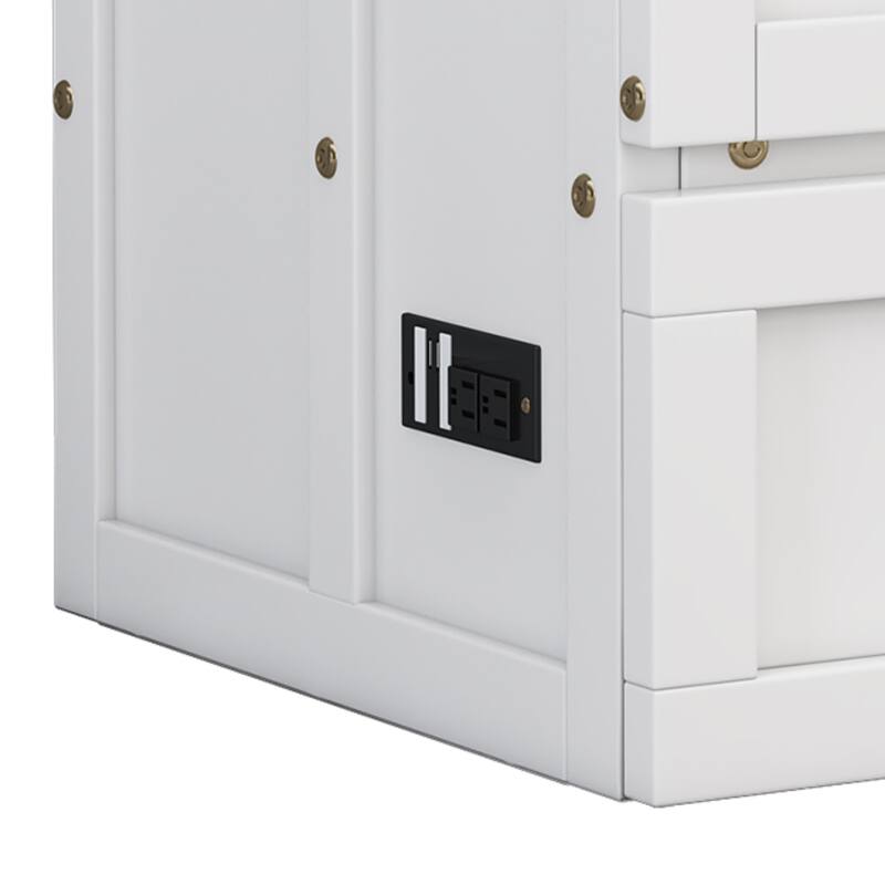 Solid Pine Murphy Bed with Charging Station & Storage Drawer