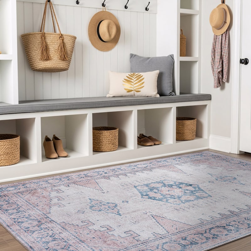 World Rug Gallery Vintage Bohemian Machine Washable Non Slip Area Rug