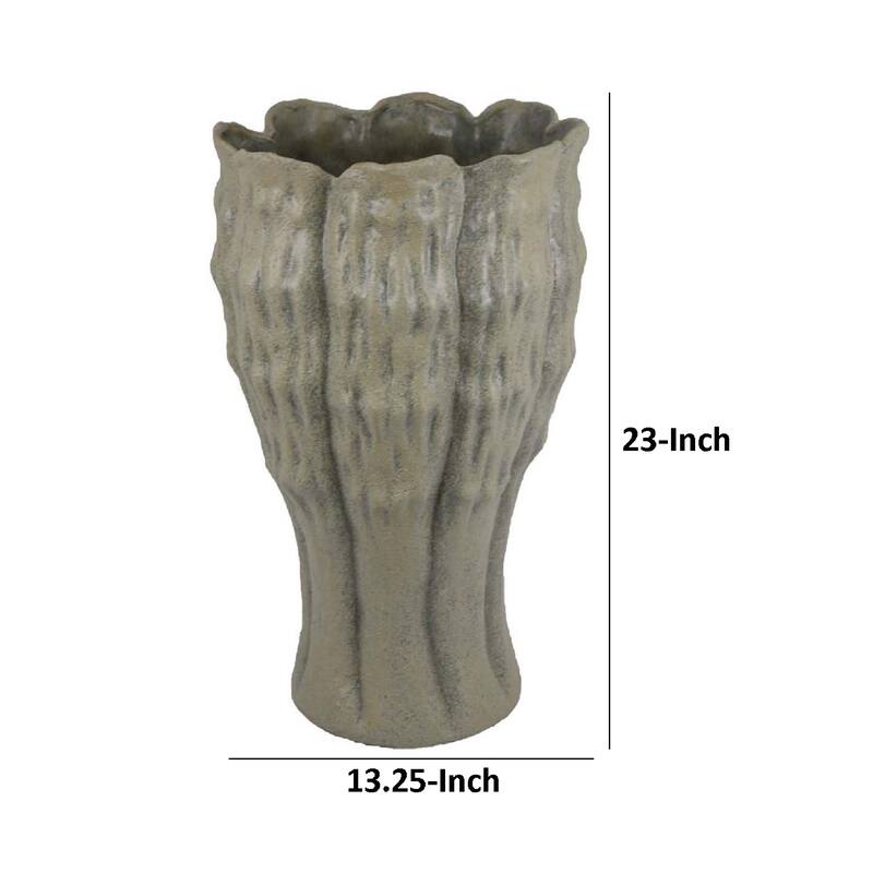 Decorative Vase, Organic Sea Design, Floral Details, Green Ceramic