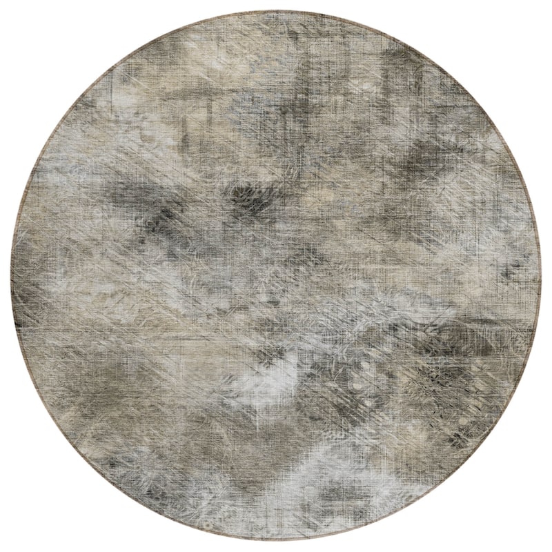 Machine Washable Indoor/ Outdoor Chantille Abstract Imprints Rug