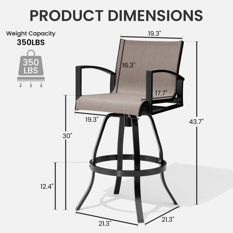 Outdoor All-weather Swivel Aluminum Bar Stools Sunbrella