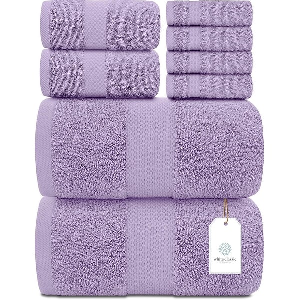 Cotton Paradise 6 Piece Towel Set, 100% Cotton Soft Absorbent Turkish Towels For Bathroom, 2 Bath Towels 2 Hand Towels 2 Washcloths, Purple Towel Set
