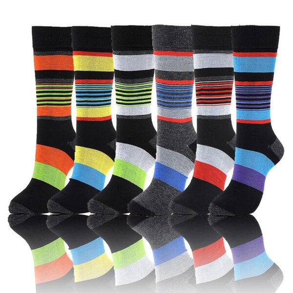 Stripes Print Mens Cotton Dress Socks Multicolored (Size 10-13)
