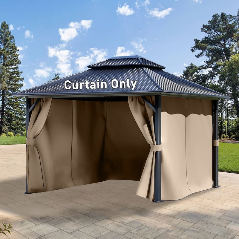 Aoodor Gazebo Curtain Replacement - Patio Privacy Curtains with Double Zipper(Curtain Only)