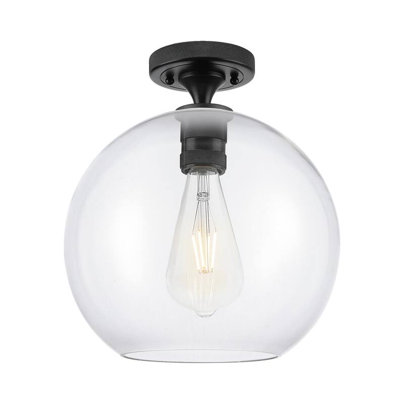 Innovations Lighting 434-1F-10-10 Crown Point Flush Mount Crown Point - Matte Black / Clear