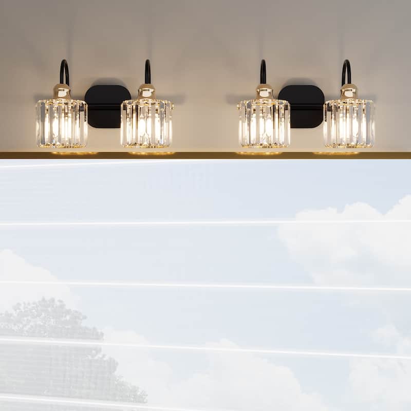 ExBrite Modern Rose Gold Dimmable Bathroom Crystal Vanity Lights
