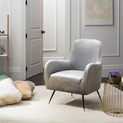 SAFAVIEH Mid-Century Modern Retro Noelle Velvet Light Grey Club Chair - 28" x 29.5" x 36"