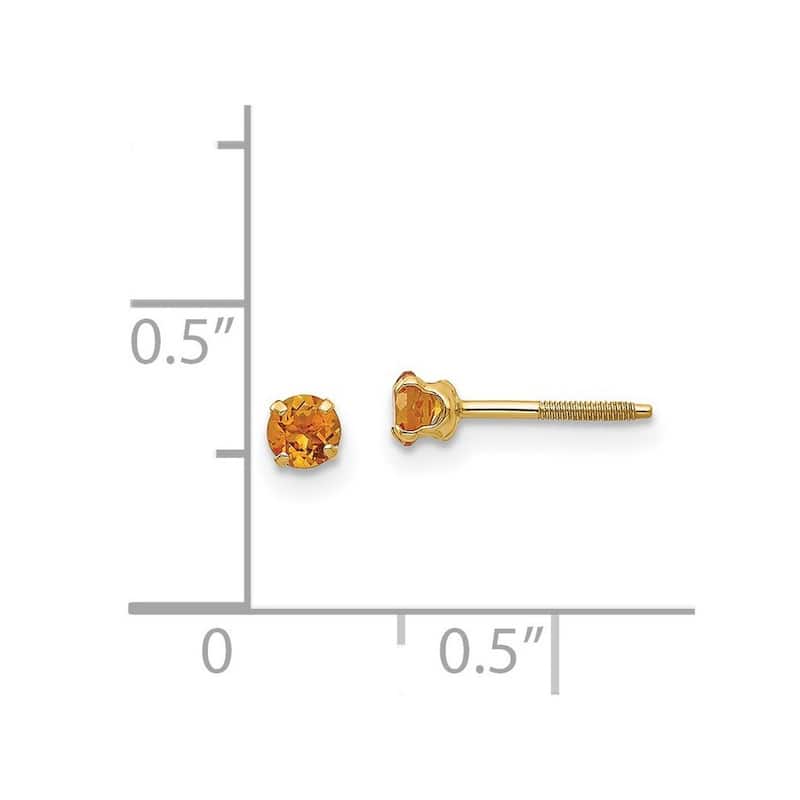 Curata 14k Yellow Gold 3mm Citrine Birthstone Childrens Earrings - - 4x4mm