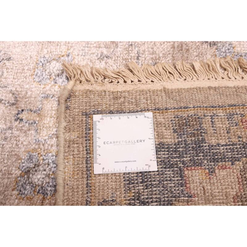 ECARPETGALLERY Hand-knotted Jules Oushak Light Grey Silk Rug - 7'10 x 9'11