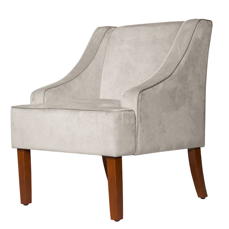 Porch & Den Lyric Dove Grey Velvet Swoop Arm Accent Chair