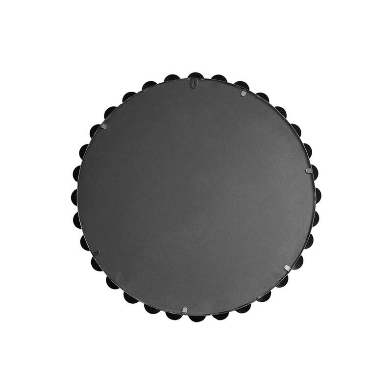 Roomfitters 27-Inch Beaded Round Wall Mirror, Metallic Iron Frame Decorative Glam Accent Mirror for Living Room