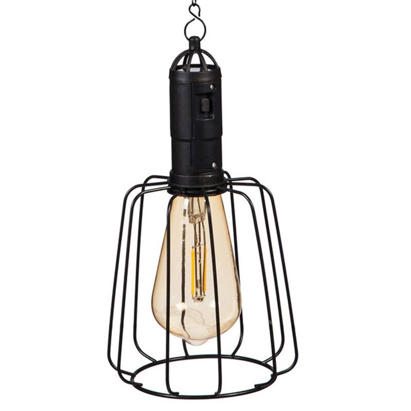 19.6" Solar Hanging Lantern with Chain and LED Bulb, Squared