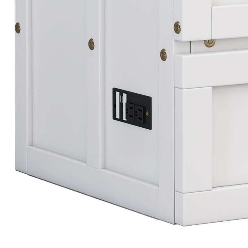 Murphy Bed Chest with Charging Station and Large Storage Drawer