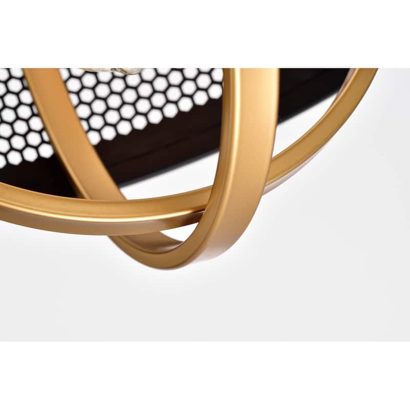 Lorelei Matte Black+Gold 1-Light Metal Drum Shade Pendant Light