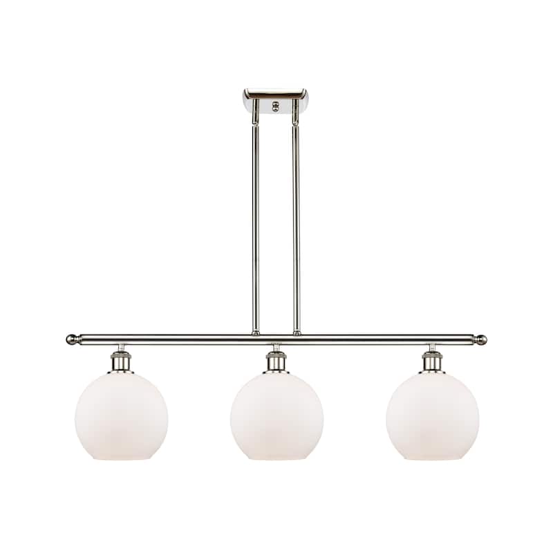 Innovations Lighting Athens 3 Light 36" Island Light - 8" Shade - Polished Nickel/Matte White
