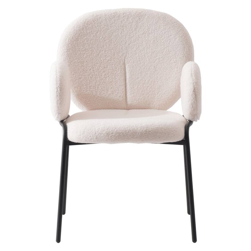 Celestial Boucle Upholstered Iron Dining Chairs Set of 4 by LeisureMod