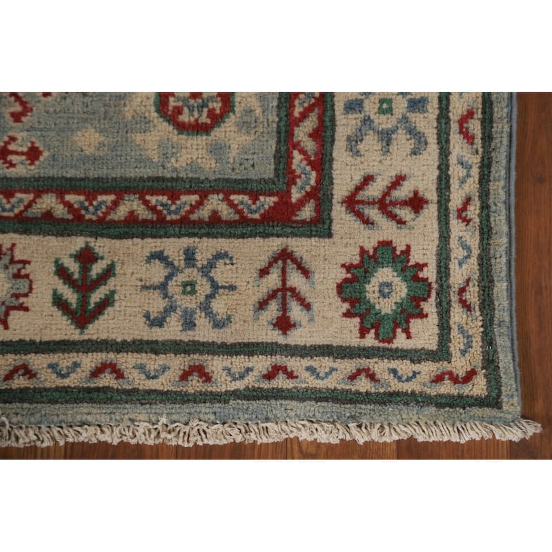 Blue Kazak Runner Rug Handmade Wool Carpet - 2'8" x 13'5"