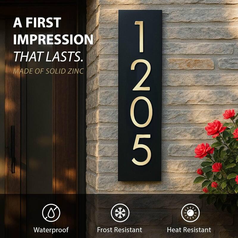 Mega Handles Modern Metal House Numbers | Heavy Duty Outdoor Address Digits | Easy to Install, Floating or Flush Mount Design