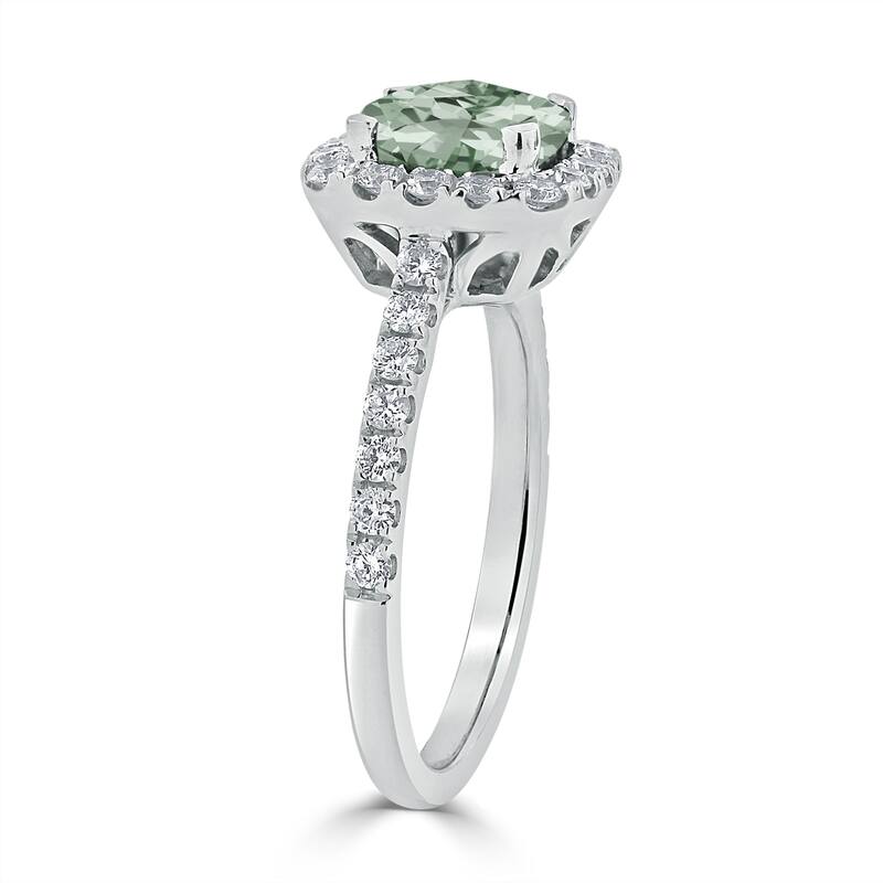 Auriya 3/4ct Cushion-cut Green Amethyst and Halo Diamond Engagement Ring 1/2cttw 14k Gold