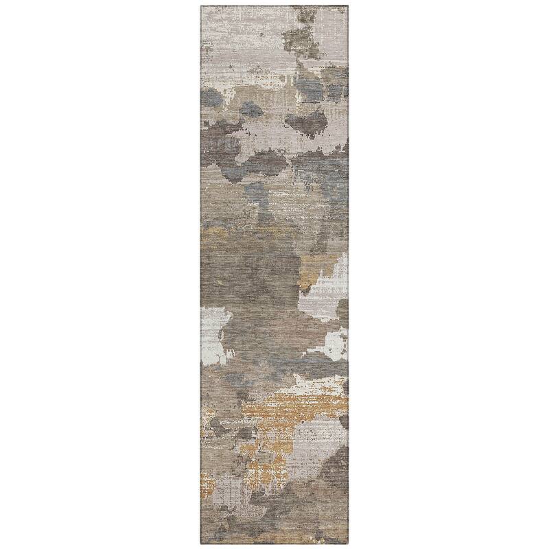 Machine Washable Indoor/ Outdoor Abstract Casual Chantille Rug