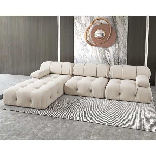 slide 2 of 39, Modern Velvet Upholstered Large Modular Sectional Sofa Beige