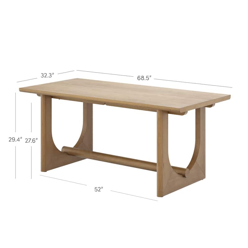 Solace Mid Century Modern Dining Table For 6 with Solid Wood U Shaped Legs