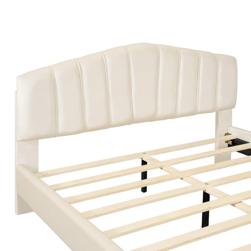 Queen Size Velvet Platform Bed with Thick Fabric