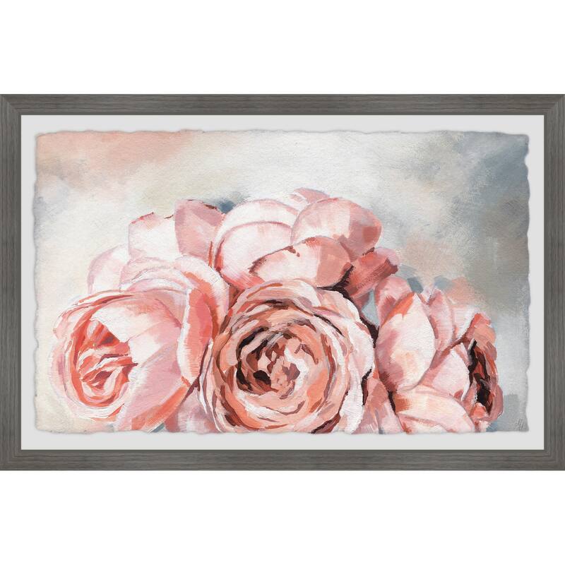 Pink Rose Bouquet Framed Wall Art, Elegant Home Touch - Sophisticated Artwork for Refined Décor