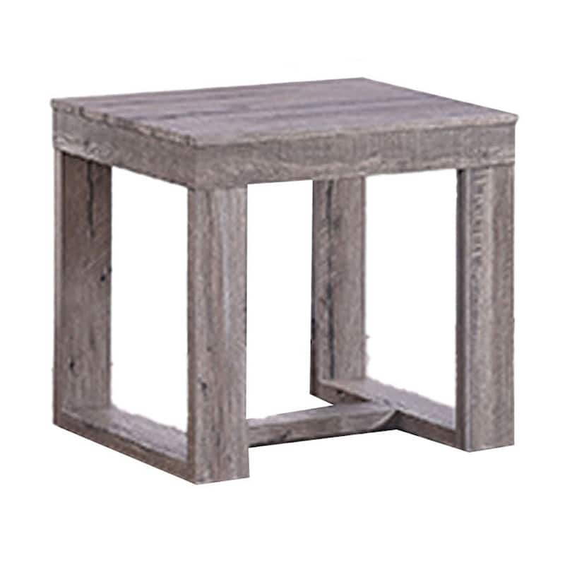 Knic Side End Table, 24 Inch, Gray Square Wood Top, Double Pedestal
