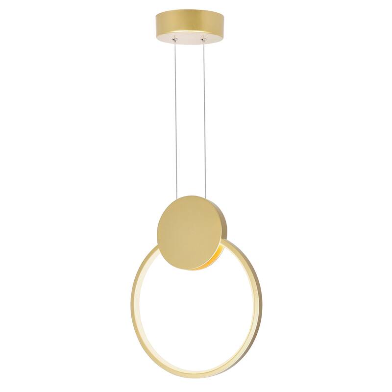 Pulley Integrated LED 10in Satin Gold Mini Pendant - Satin Gold - Satin Gold