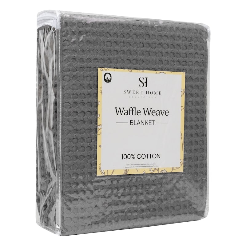 Sweet Home Collection Waffle Weave Cotton Blanket