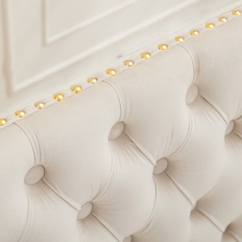 Velvet Double Dining Loveseat Bench, Kitchen & Dining Seating, 2-Seat Tufted Bench w/Handmade Buttons, Wing Back