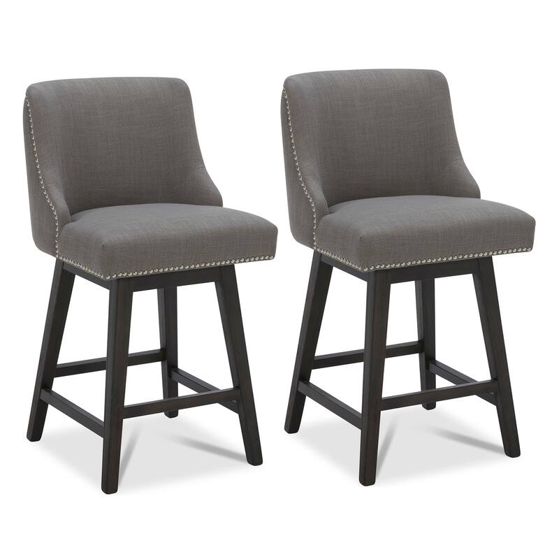 Spruce & Spring Oliver Counter Height Swivel Barstool Set - Set of 2 - Flint Grey - Bar Height
