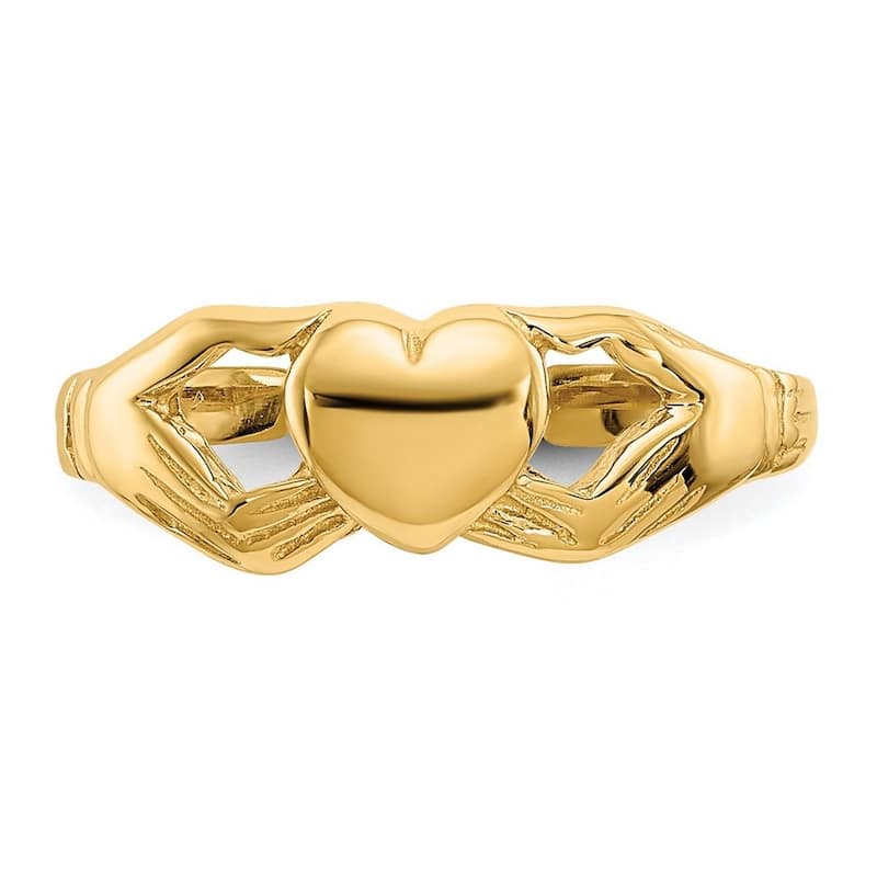 Curata 14 karat Yellow Gold Claddagh Celtic Trinity Knot Toe Ring Size 2.00
