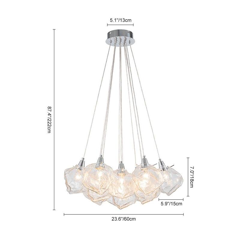 Chrome 13-Light Cube Glass Pendant Chandelier - 23.6in