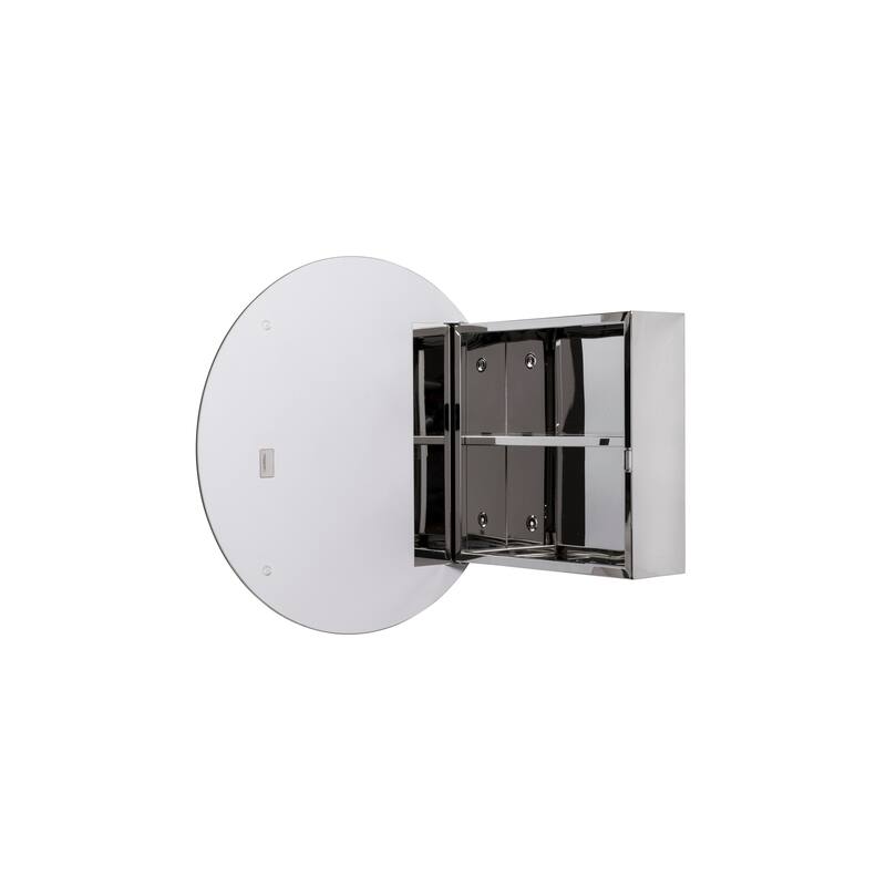 Croydex Severn Round Bathroom Medicine Cabinet with Mirrored Door, Fully Assembled - 19.68 x 19.68
