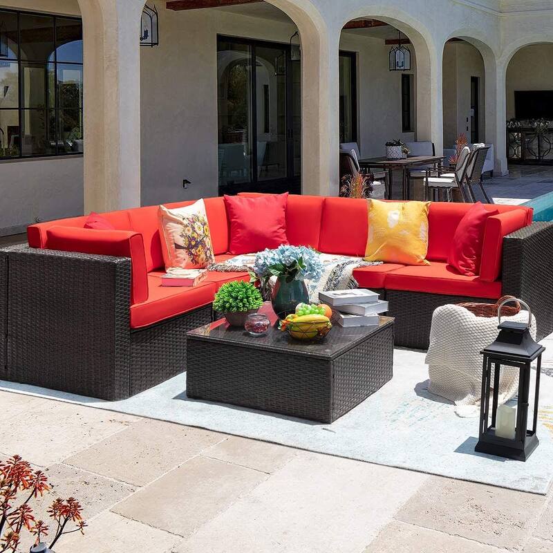 Homall 6-piece Rattan Wicker Outdoor Patio Furniture Set