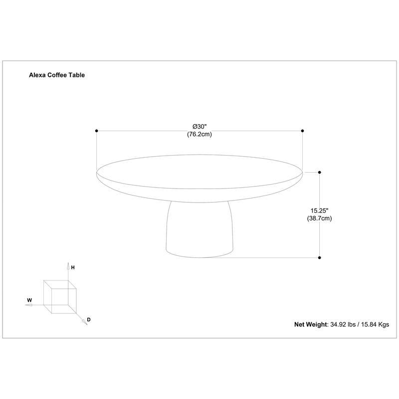 Simpli Home Alexa 30" Wide Round Cast Aluminum Coffee Table in Black Nickel - 30 inch Wide