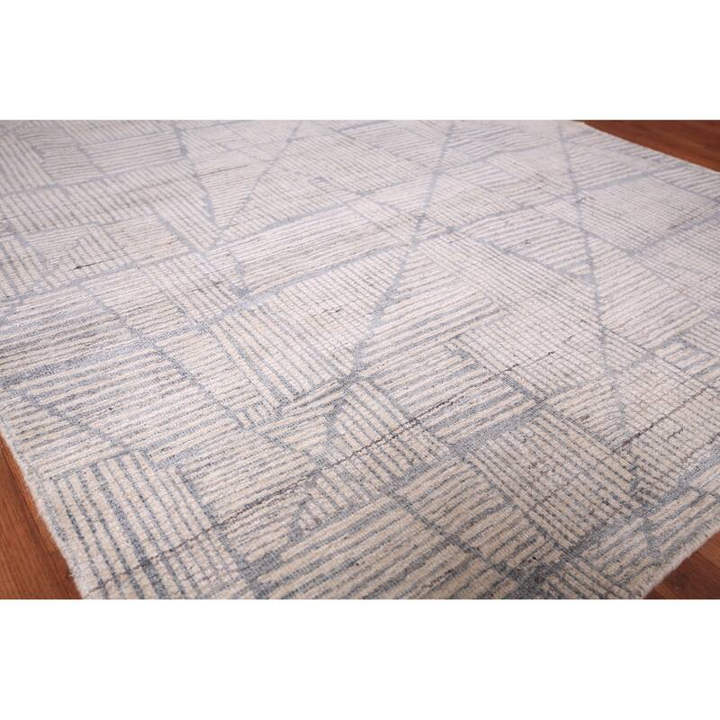 All-Over Modern Area Rug Handmade Abstract Wool Carpet - 5'4" x 7'6"