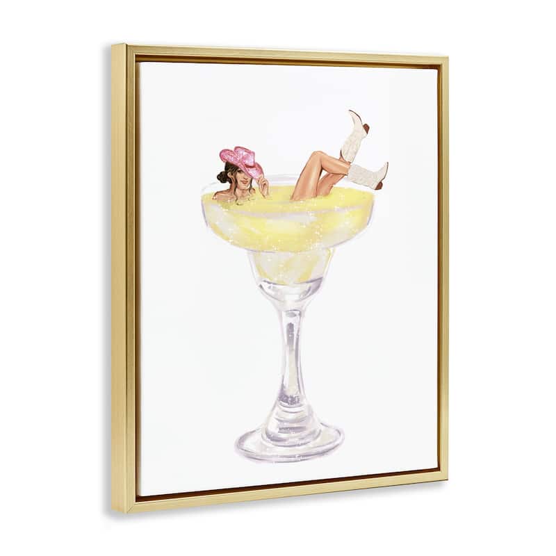 Stupell Glam Cowgirl in Margarita Framed Floater Canvas Wall Art Design By Ziwei Li