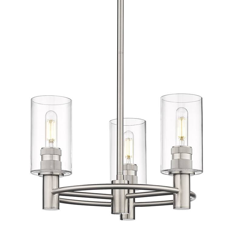 Innovations Lighting 434-3CR-10-18 Crown Point Pendant Crown Point 3 - Satin Nickel / Clear