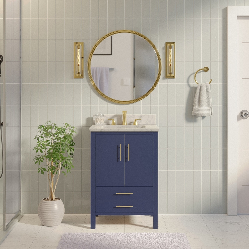 KitchenBathCollection California 24" Bathroom Vanity with Carrara Marble Top